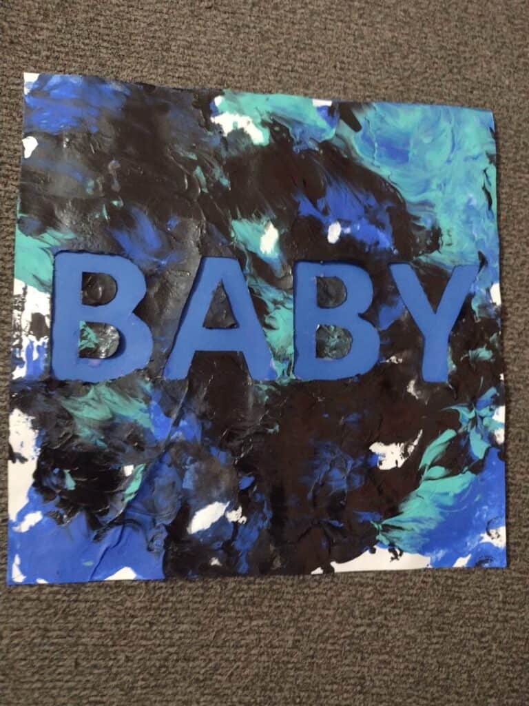 Picture of nameplate painted by a baby
