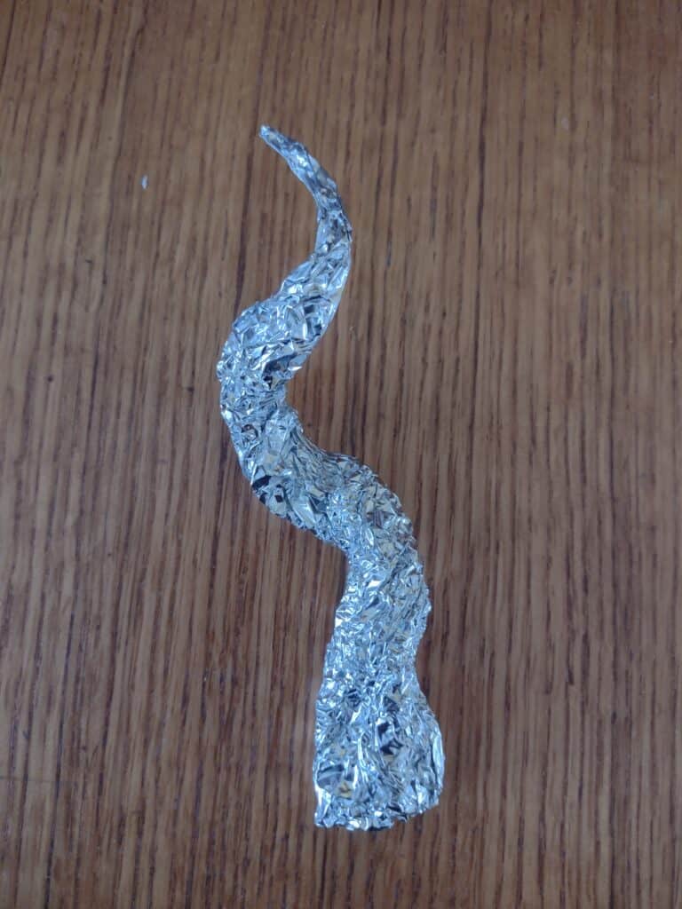 Picture of a dragon horn made out of aluminum foil