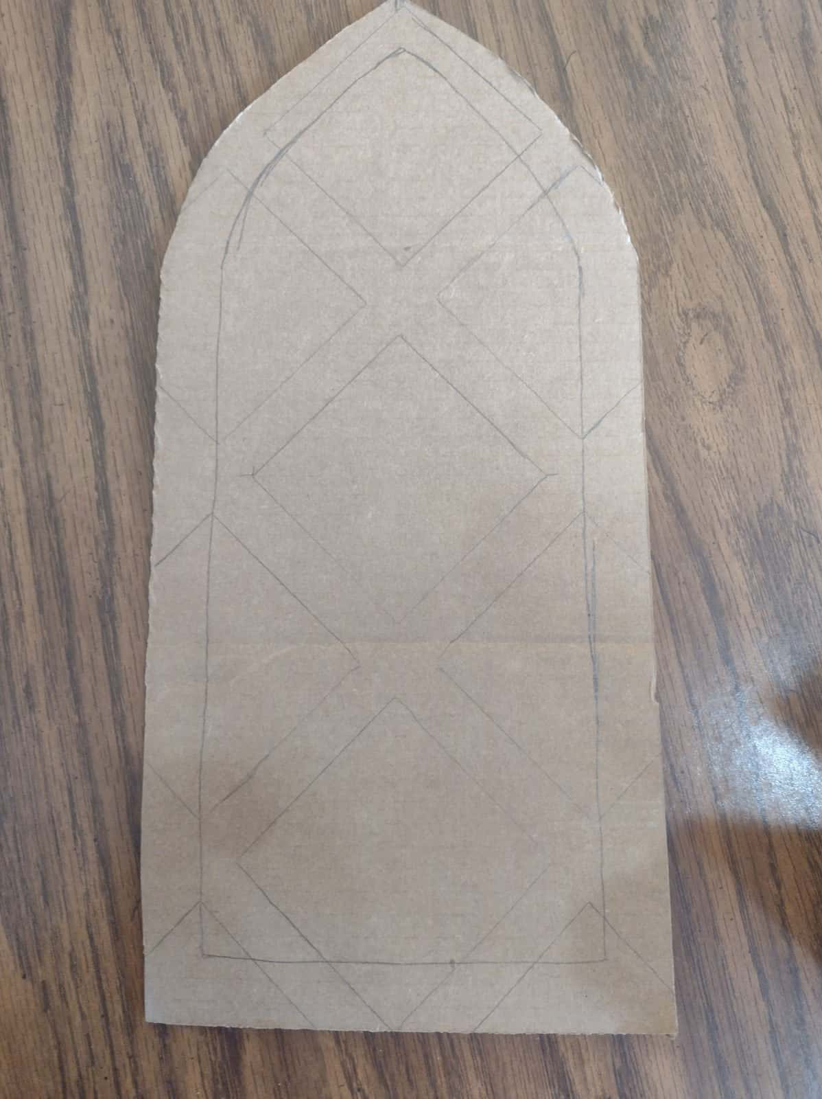 Picture of piece of cardboard with stained glass