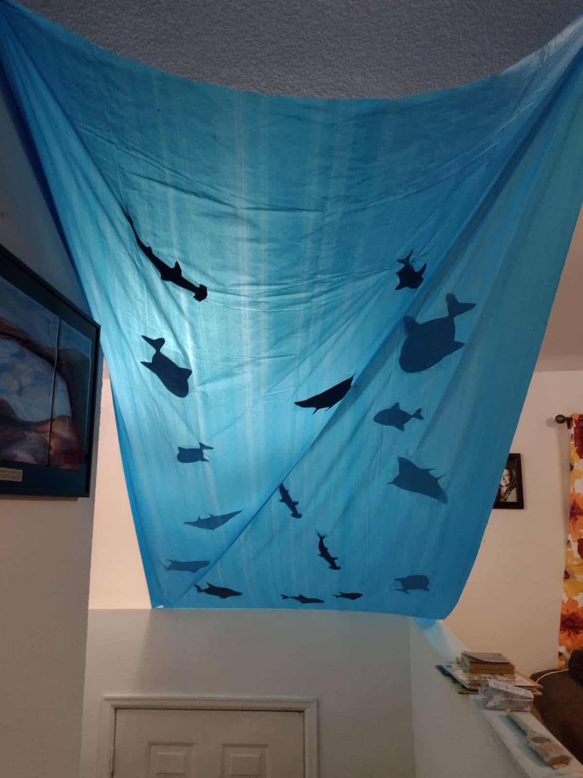 Easy DIY Overhead Fish Silhouette Party Decoration