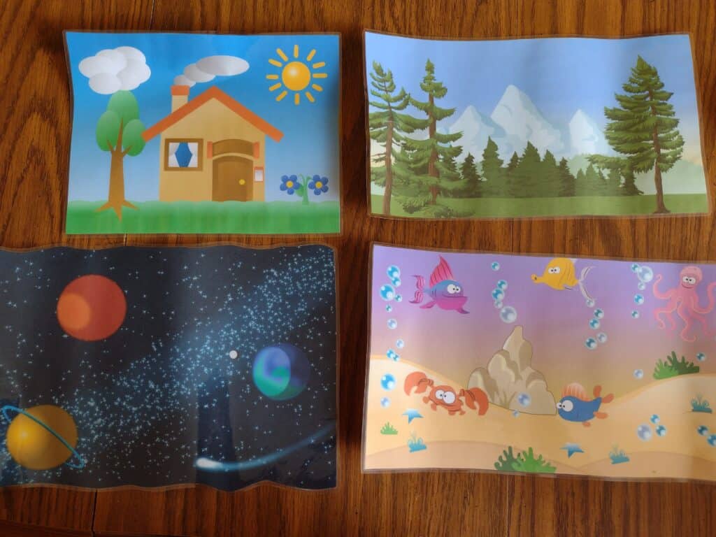 Picture of Play Doh mats after extra lamination was trimmed off