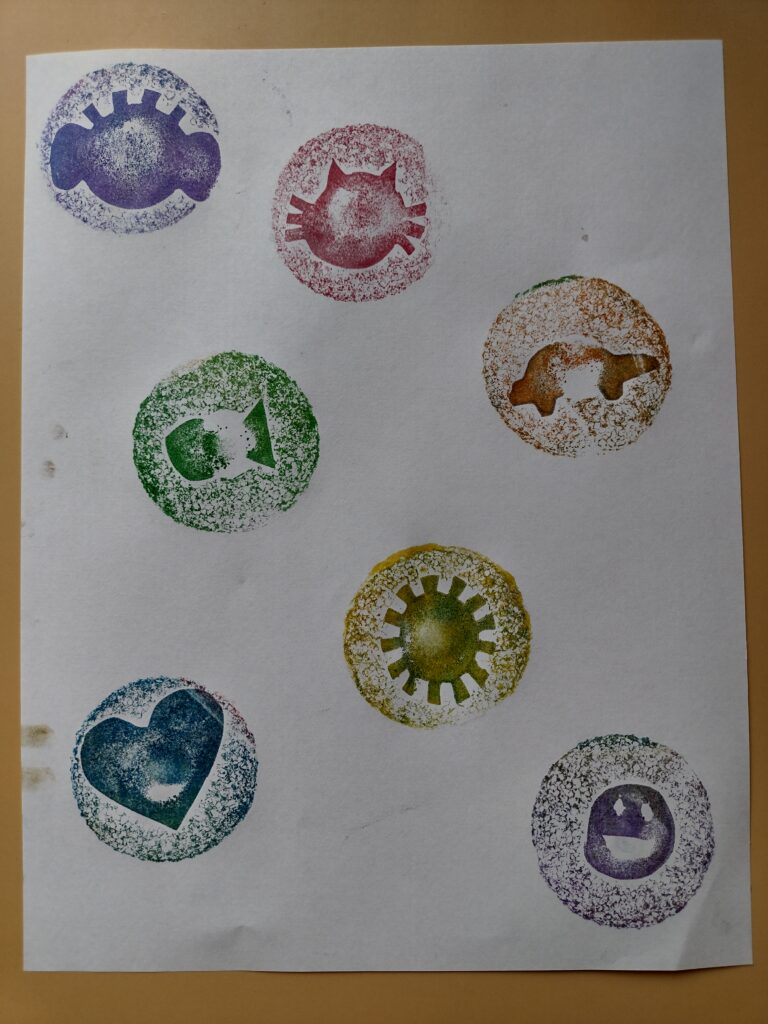 Picture of a piece of paper stamped by an adult