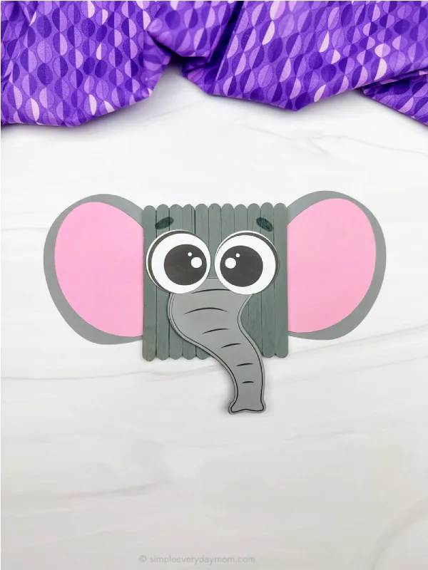Picture of an elephant craft with its head made from popsicle sticks