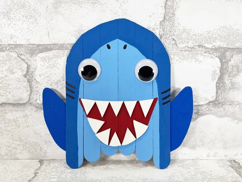 Picture of a shark popsicle stick craft