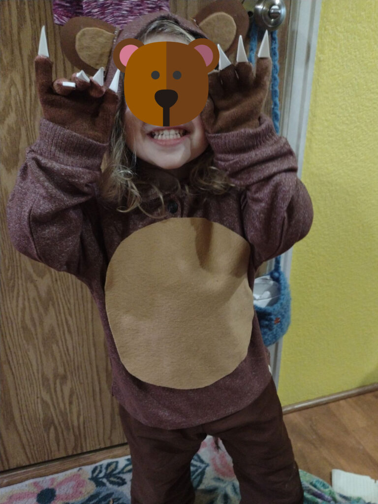 Picture of a preschooler in a bear DIY costume