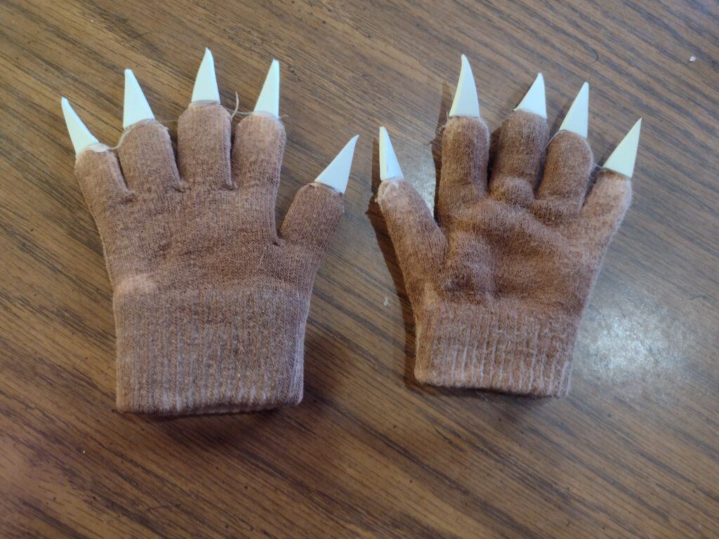 Picture of bear paw gloves with foam claws